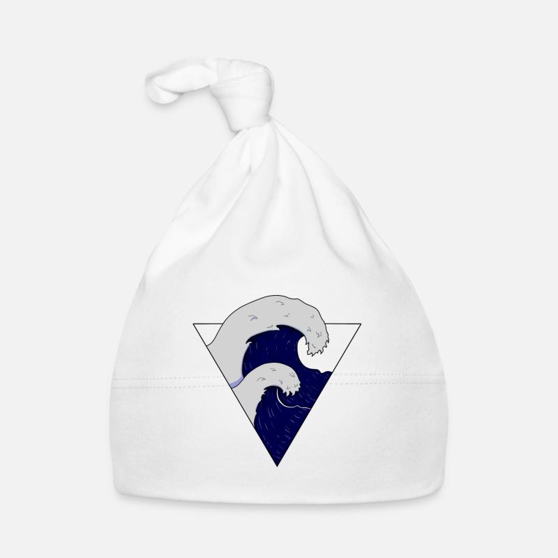 Vague Ocean Wave Illustration - Bonnet bio Bébé - blanc