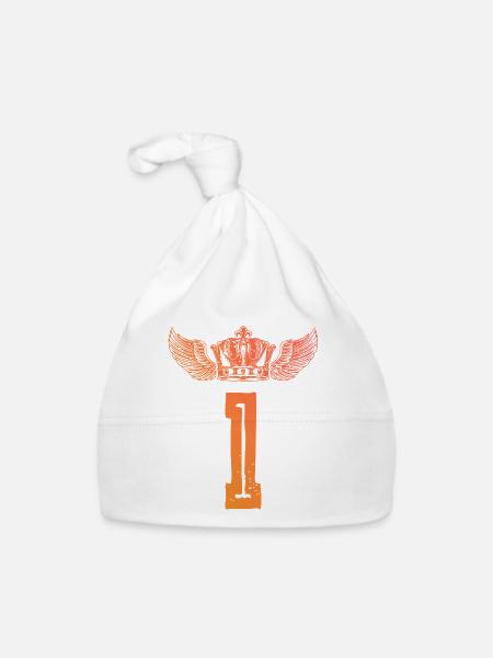 1 number crown - Organic Baby Cap - white - Front