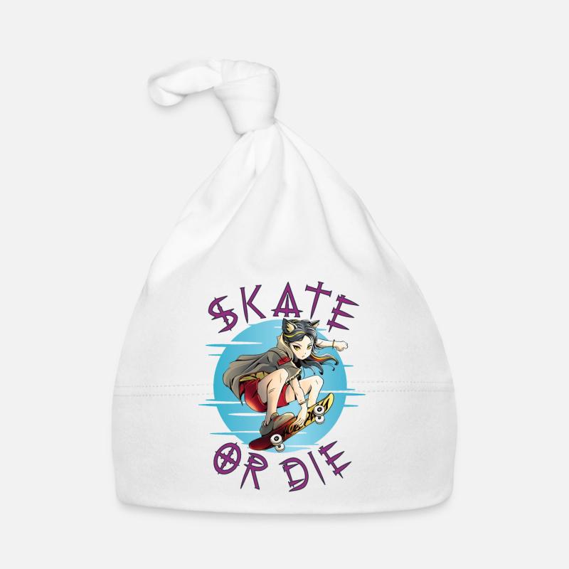 Skate oder stirb Skateboarder Anime Mädchen Baby Bio-Mütze