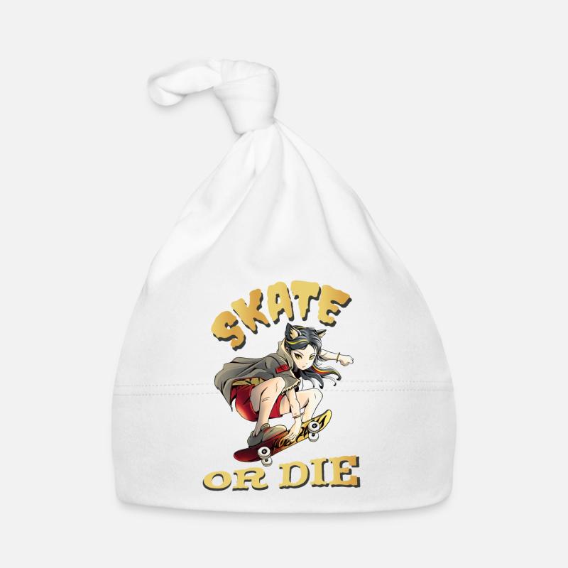 Skate oder stirb Skateboarder Anime Mädchen Baby Bio-Mütze