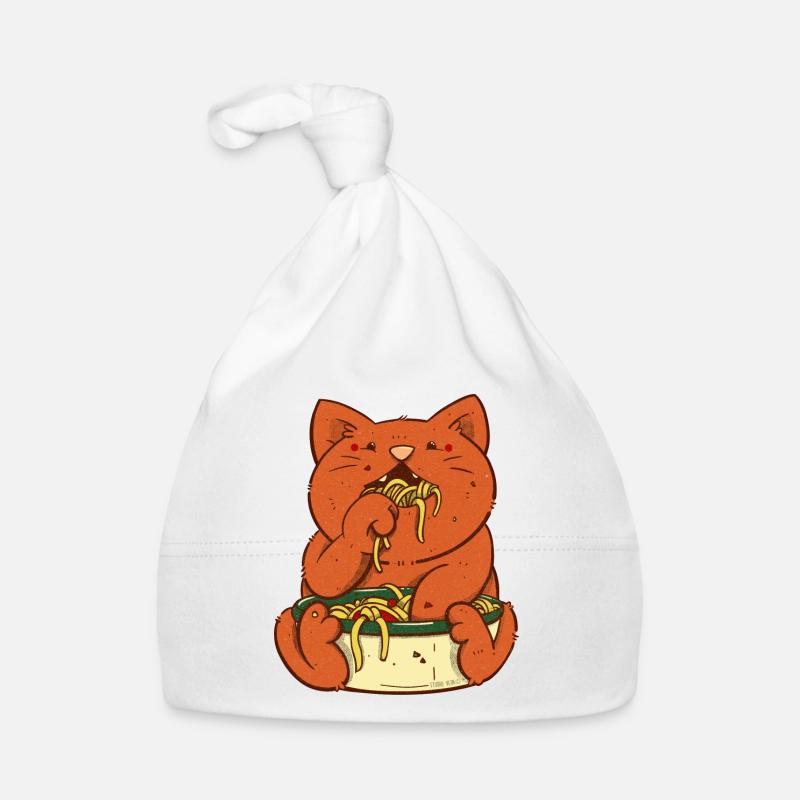 Le chat rouge mange des spaghettis Bonnet bio Bébé