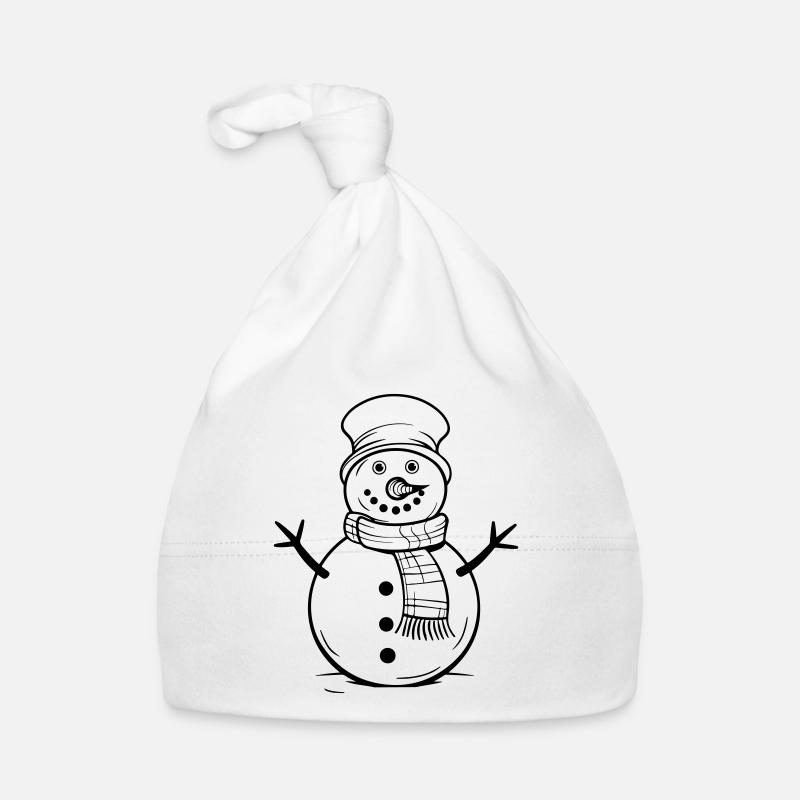 Bande dessinée d’hiver de bonhomme de neige - Bonnet bio Bébé - blanc