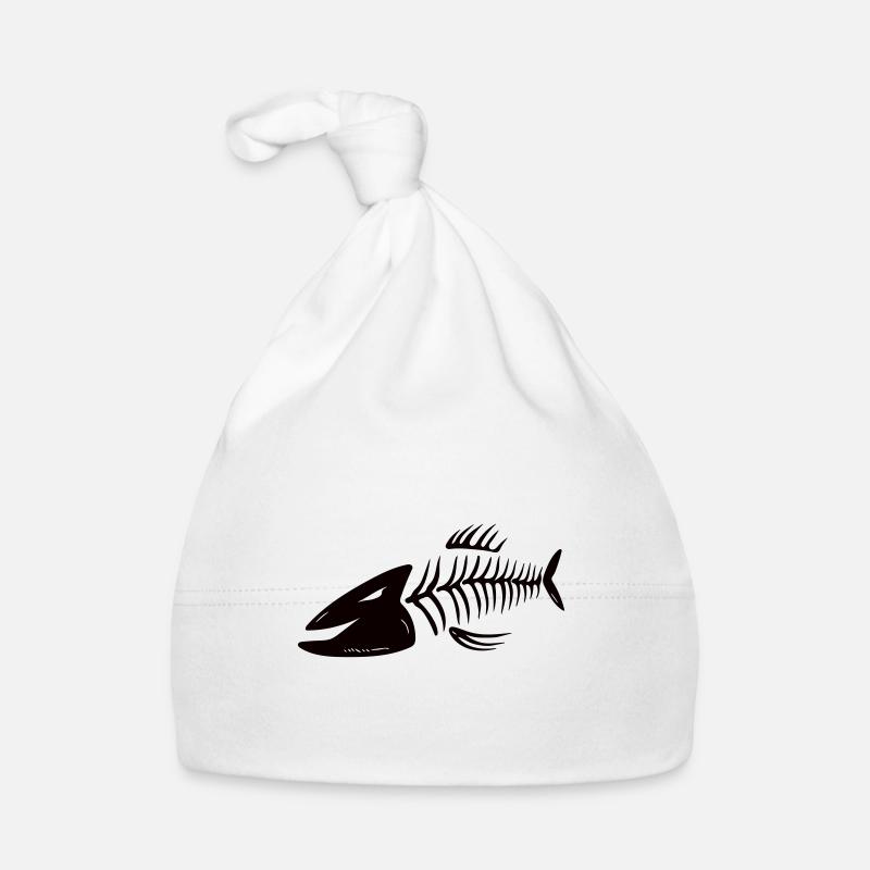 Fischkopf Vector Gräten - In allen Farben - Baby Bio-Mütze - Weiß