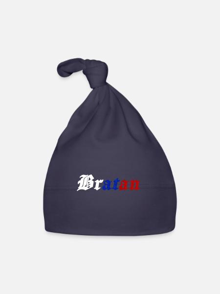 bratan jeunesse mot drôle design vintage - Bonnet bio Bébé - marine - Devant