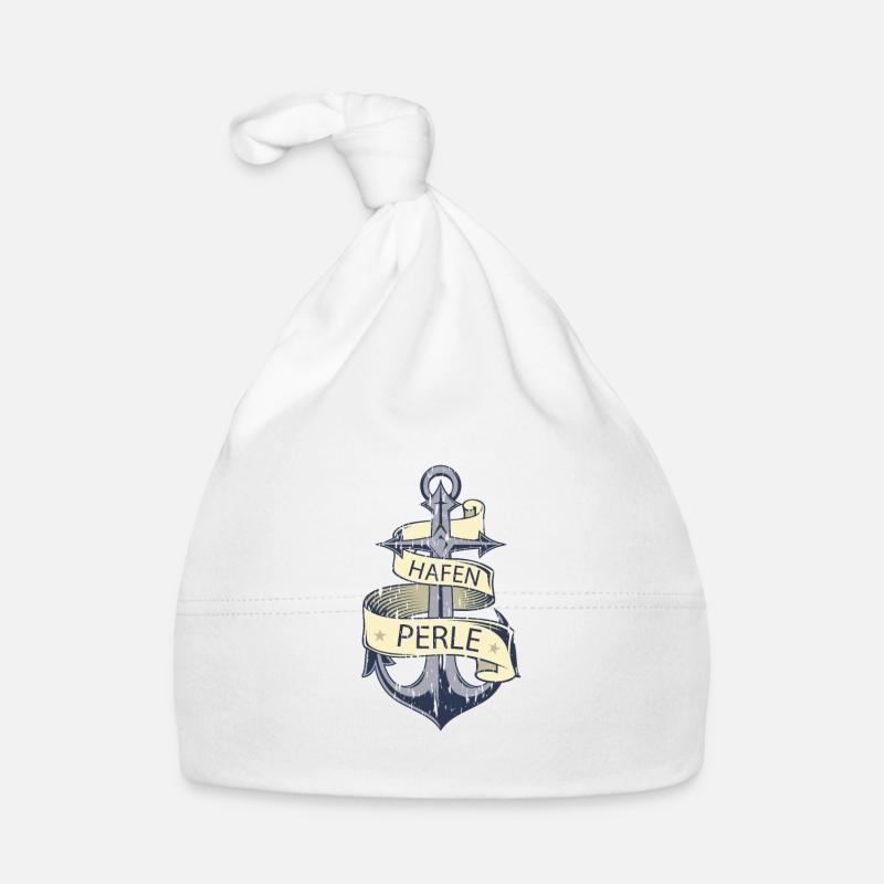 Hamburger Hafen Perle Anker Seemann Geschenk Baby Bio-Mütze