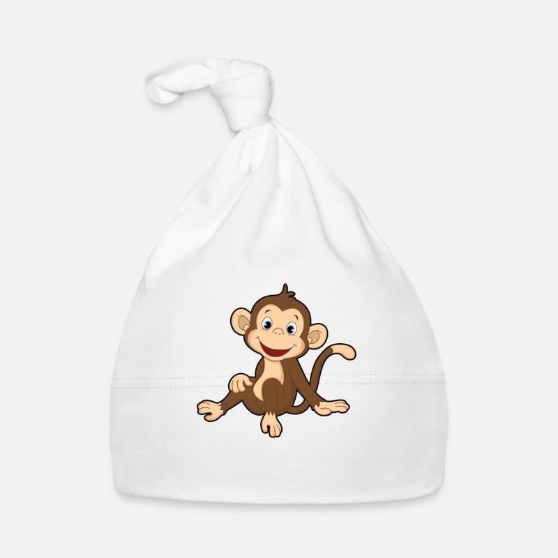 Cadeau de singe singe - Bonnet bio Bébé - blanc