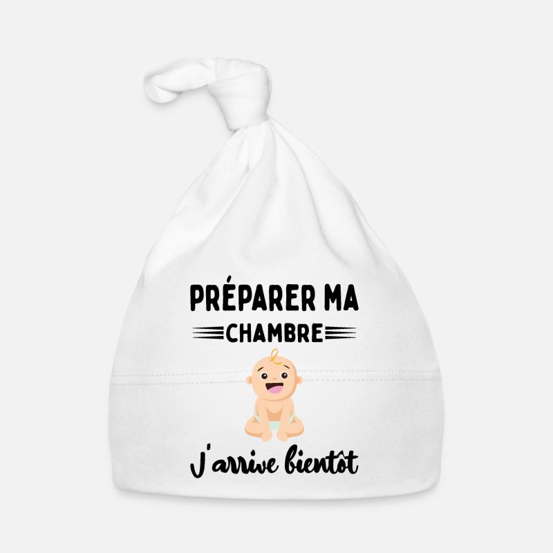 Cadeau Annonce De Grossesse Future Maman Enceinte - Bonnet bio Bébé - blanc