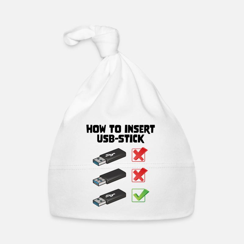 How To Insert USB Stick Funny Programmer Meme Baby Bio-Mütze