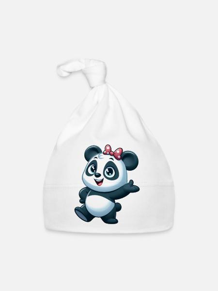 panda 5 - Bonnet bio Bébé - blanc - Devant