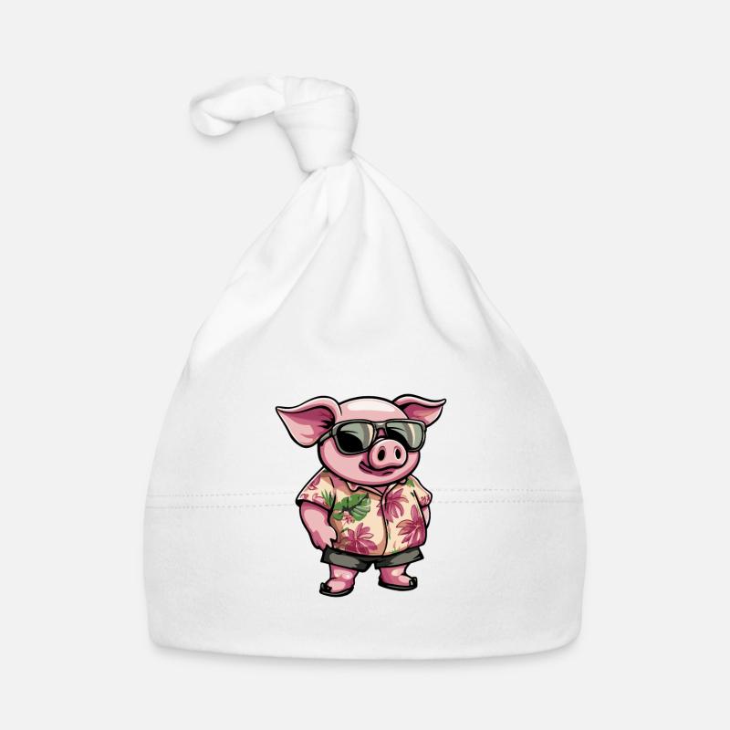 Schwein Comic Lustig Sommer Baby Bio-Mütze