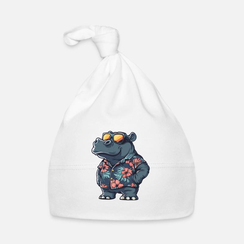 Hippopotame drôle d’été Bonnet bio Bébé