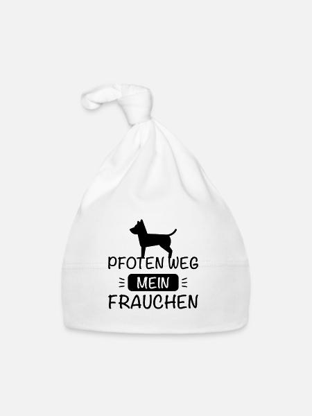Pfoten weg - Mein Frauchen ! - Baby Bio-Mütze - Weiß - Vorne