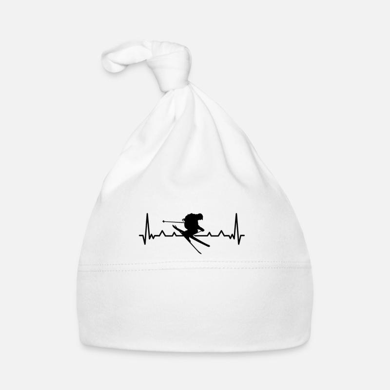 Heartbeat Ski Freeride Ski Cadeau Hiver - Bonnet bio Bébé - blanc