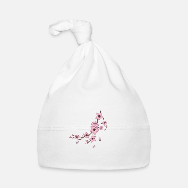 Cherry blossom moon - Organic Baby Cap - white
