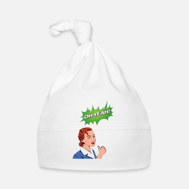 Oh Yeah Comic Comicstyle Cartoon Sprechblase Nerd Baby Bio-Mütze