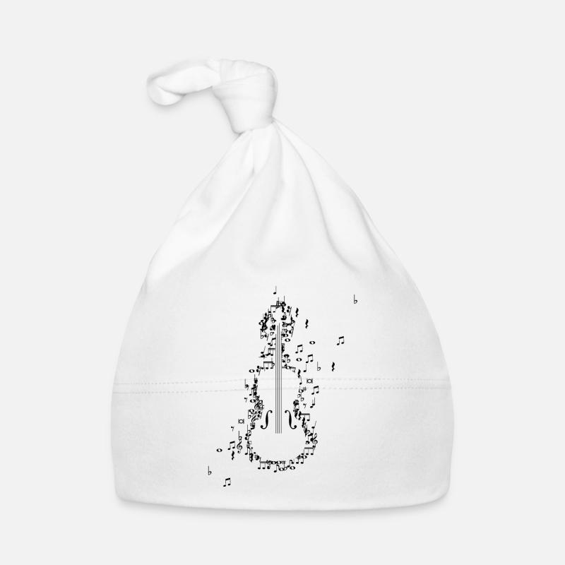 Violon Violon Violons Notes de musique - Bonnet bio Bébé - blanc