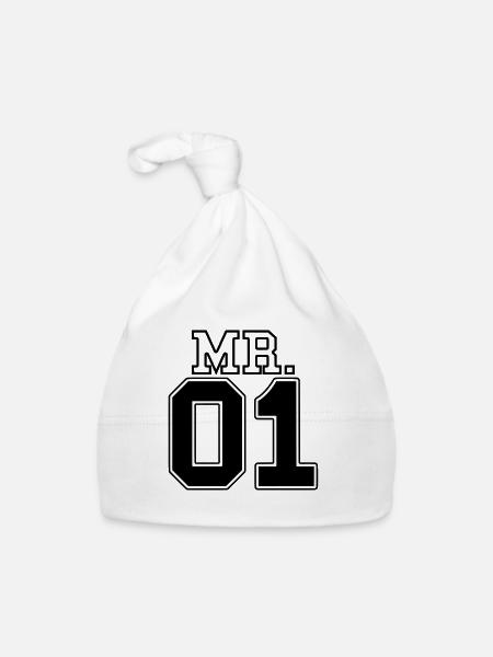 MR. 01 Monsieur et Madame paire JGA PartnerLook Partie 1 - Bonnet bio Bébé - blanc - Devant
