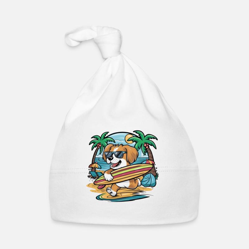Dessin animé mignon de Lhassa Apso dans le thème des vacances Bonnet bio Bébé