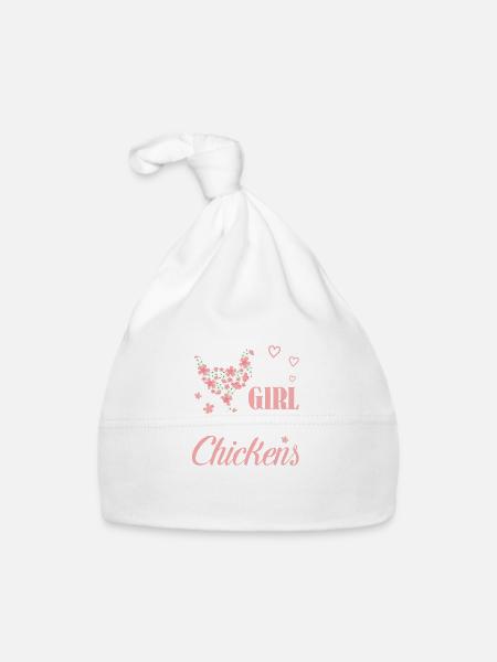 Just a Girl Who Loves Chickens Chicken Flowers Far - Organic Baby Cap - white - Front
