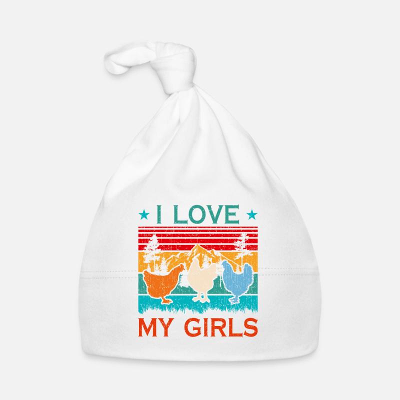 J’aime mes filles Retro Farmer Farm Chick Funny Chic Bonnet bio Bébé