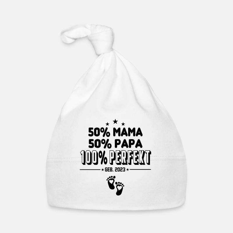 Säugling Baby 2023 50% Papa 50% Mama 100% Perfekt Baby Bio-Mütze