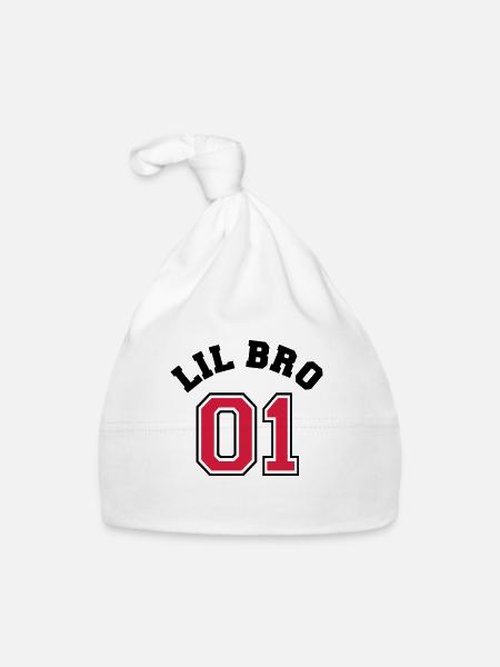 Lil Bro 01 - Little Brother - Baby Bio-Mütze - Weiß - Vorne