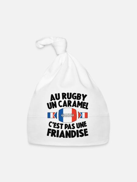Au Rugby Un Caramel C'est Pas Une Friandise - Bonnet bio Bébé - blanc - Devant
