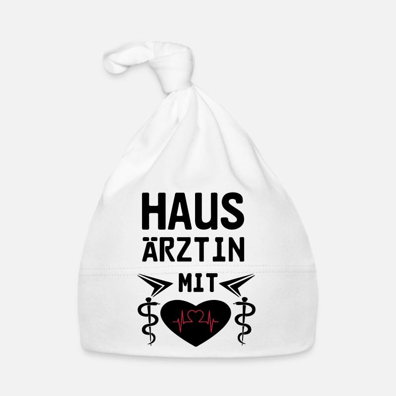 Hausärztin mit Herz Geschenk - Baby Bio-Mütze - Weiß