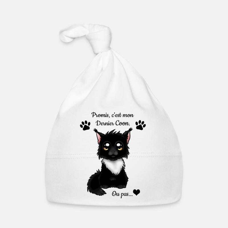 Maine Coon - Black & White - Bonnet bio Bébé - blanc