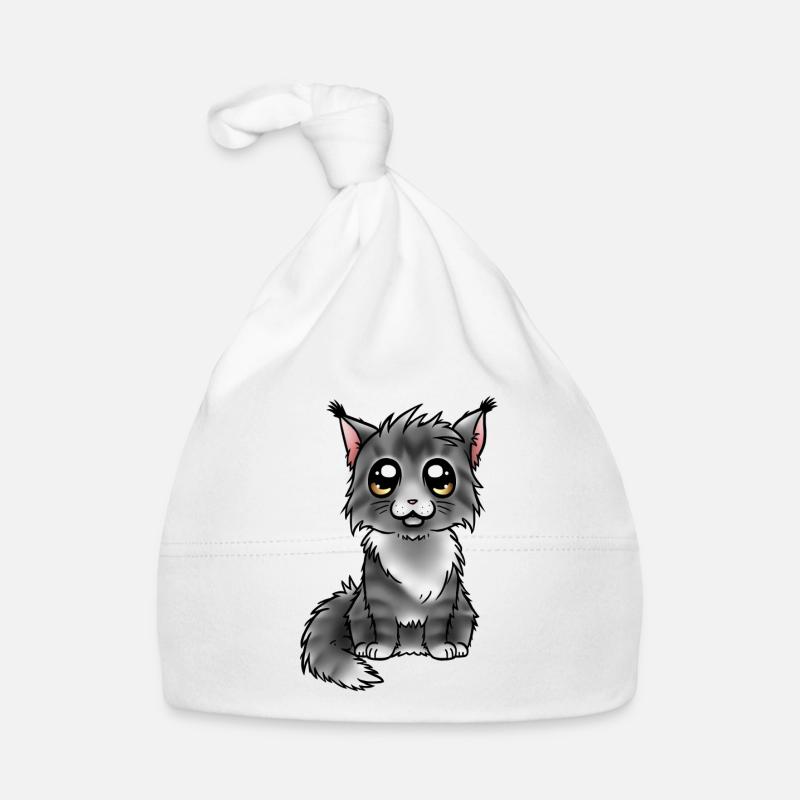 Maine Coon - Black Silver - Bonnet bio Bébé - blanc
