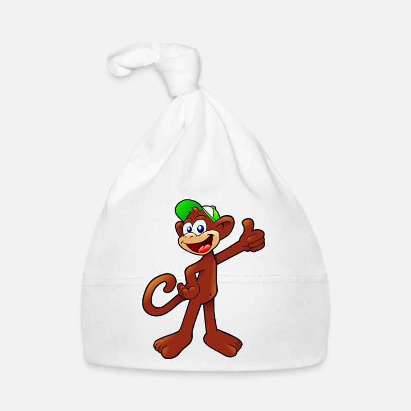 Affe - Baby Bio-Mütze - Weiß