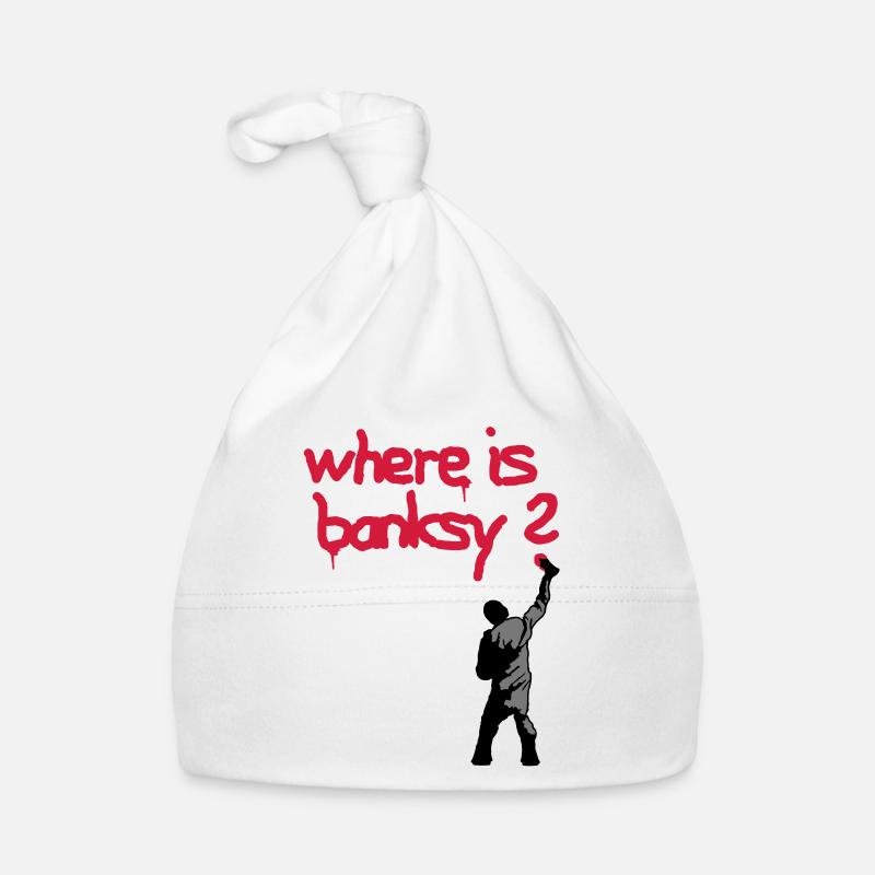 où est banksy - Bonnet bio Bébé - blanc