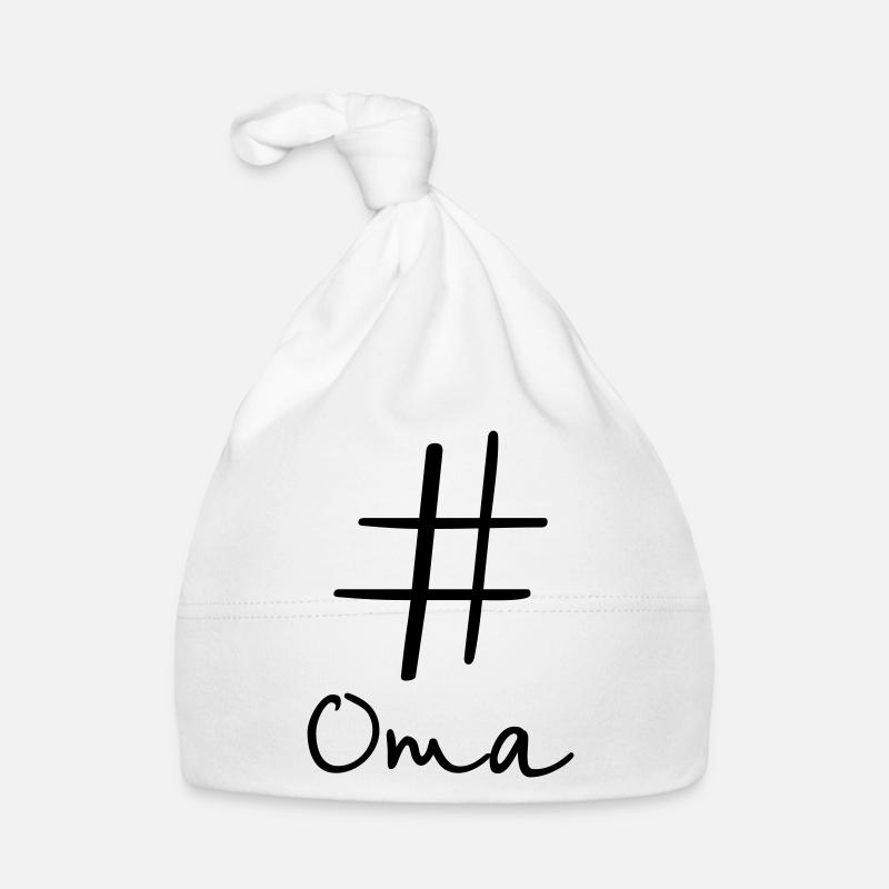 #Oma Hashtag Social Media I idée cadeau pour grand-mère - Bonnet bio Bébé - blanc