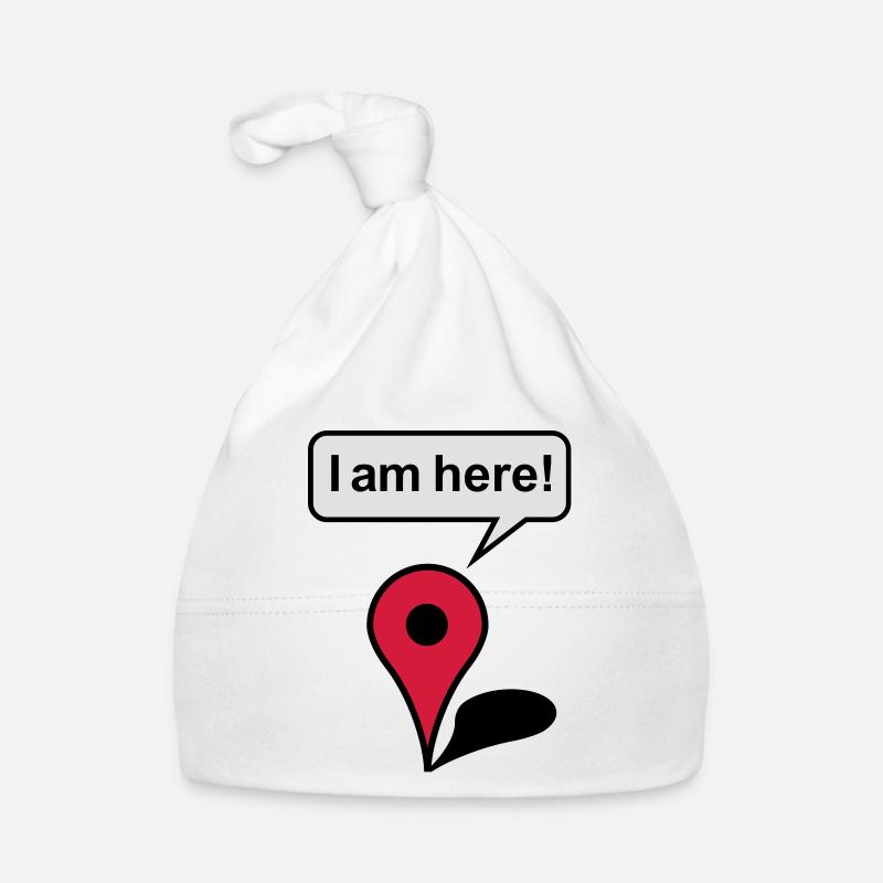 I am here! Google Maps - Baby Bio-Mütze - Weiß