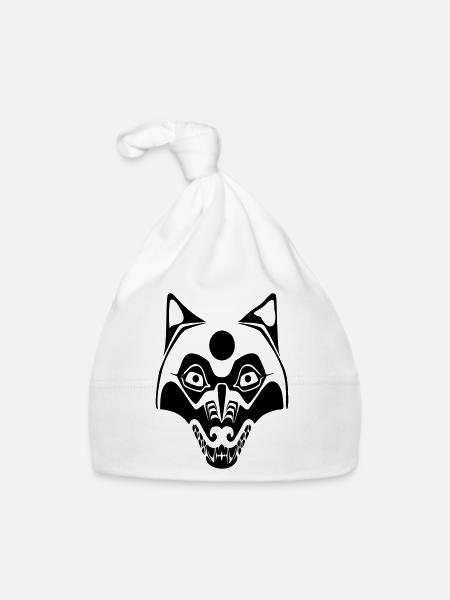 wolf - mask-moon - Organic Baby Cap - white - Front