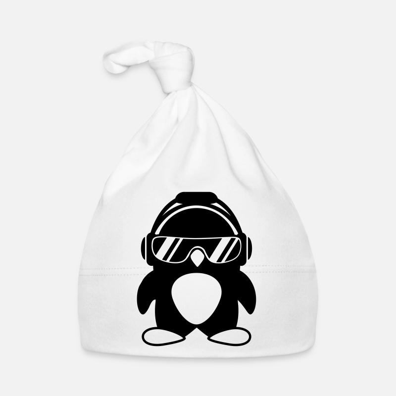 Pinguin mit Kopfhörer Baby Bio-Mütze