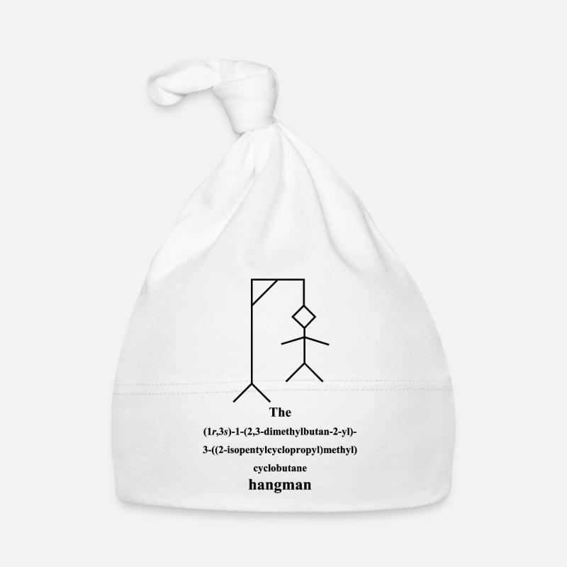 Pendu - Nom du pendu IUPAC du pendu - noir - Bonnet bio Bébé - blanc