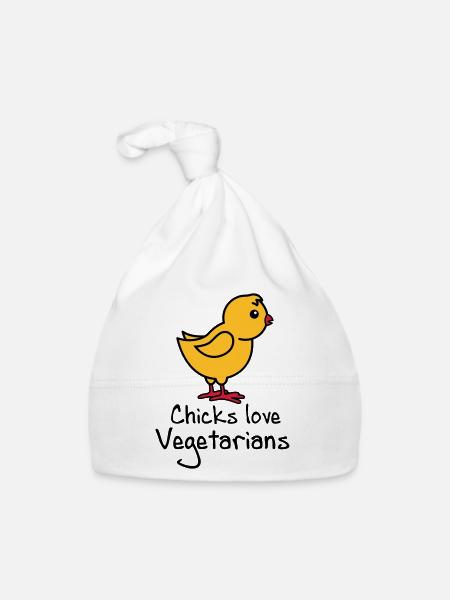 Vegetarier - Baby Bio-Mütze - Weiß - Vorne