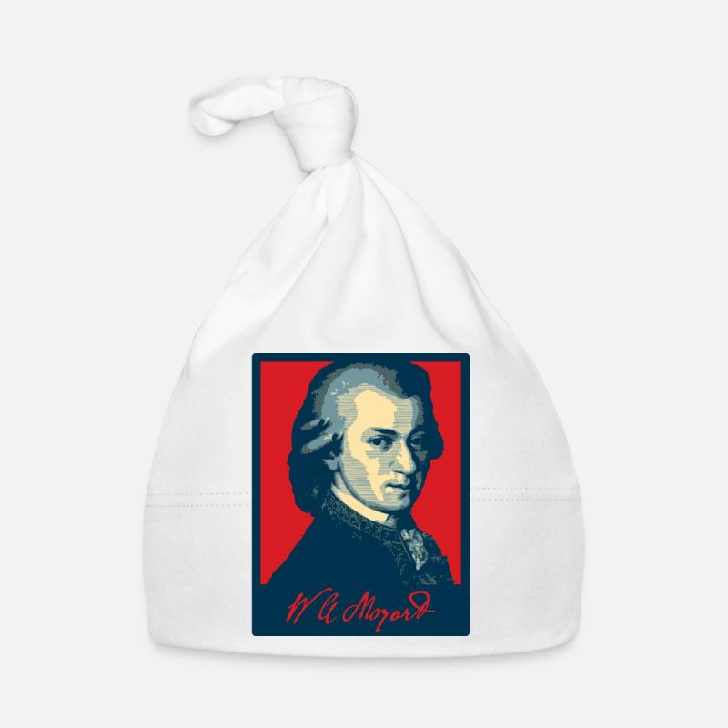 Wolfgang Amadeus Mozart - Bonnet bio Bébé - blanc
