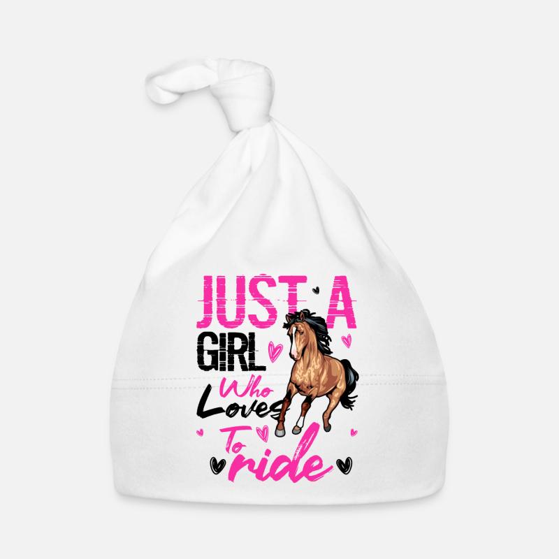 Nur ein Mädchen, das gerne reitet Baby Bio-Mütze