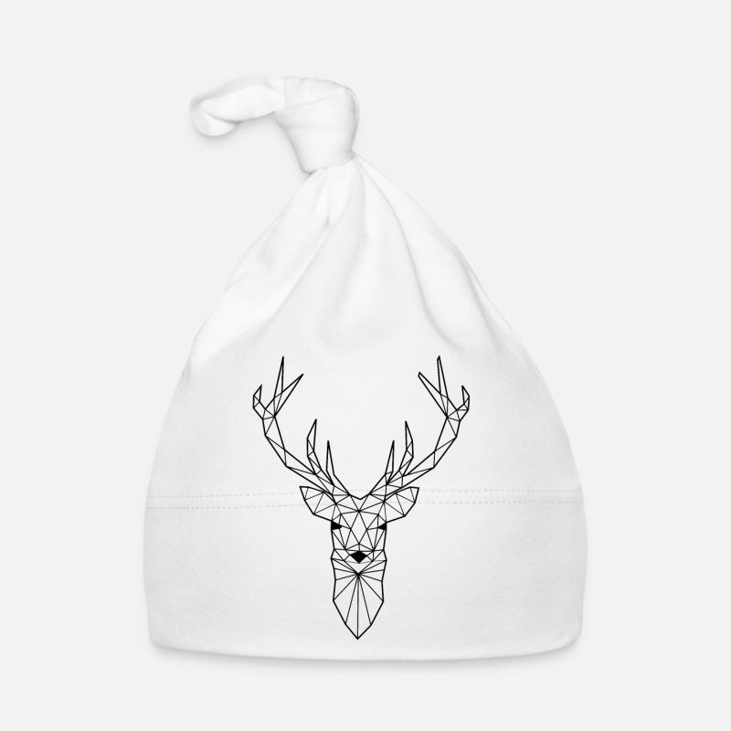 Kunst Hirsch Bock in weiß mit großem Geweih Baby Bio-Mütze
