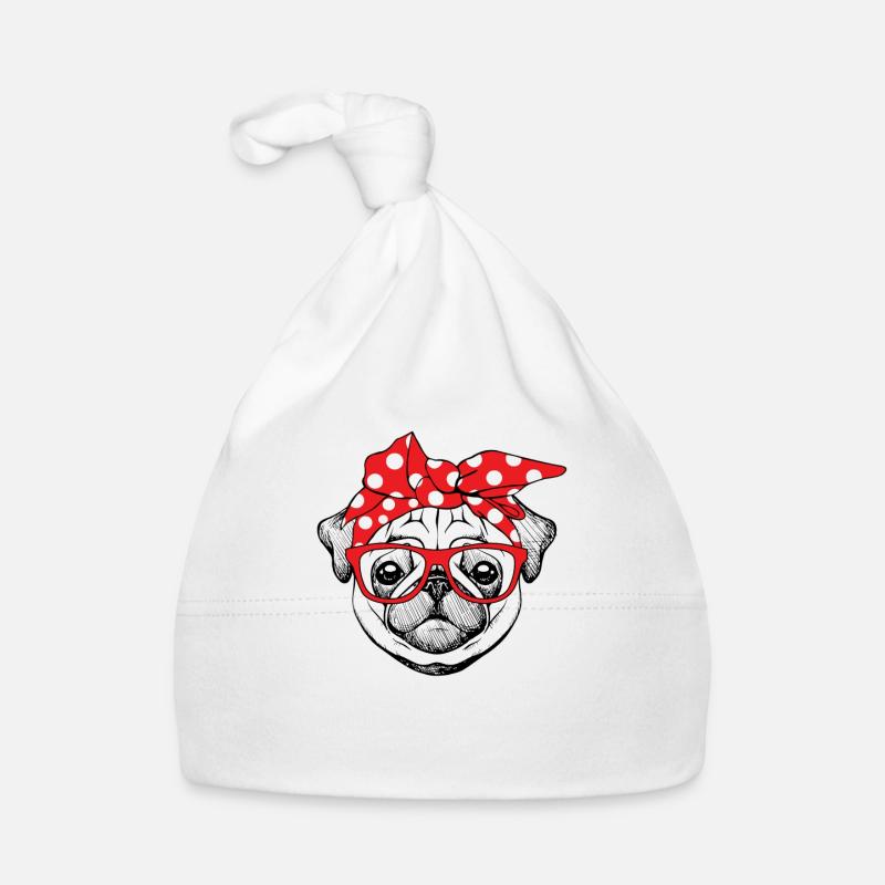 Pug Bandana - Bonnet bio Bébé - blanc