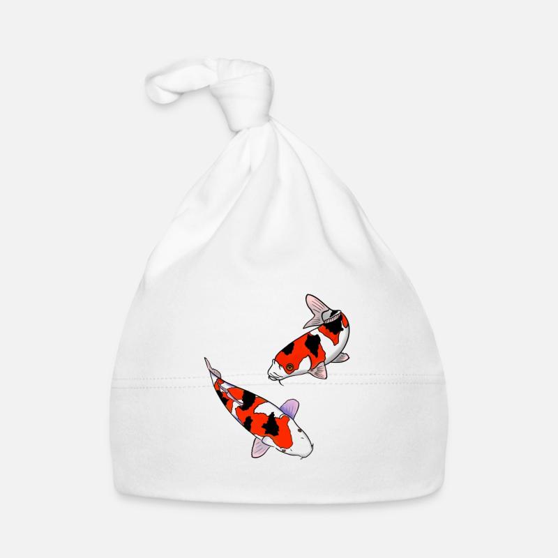 Carpes koi - Bonnet bio Bébé - blanc