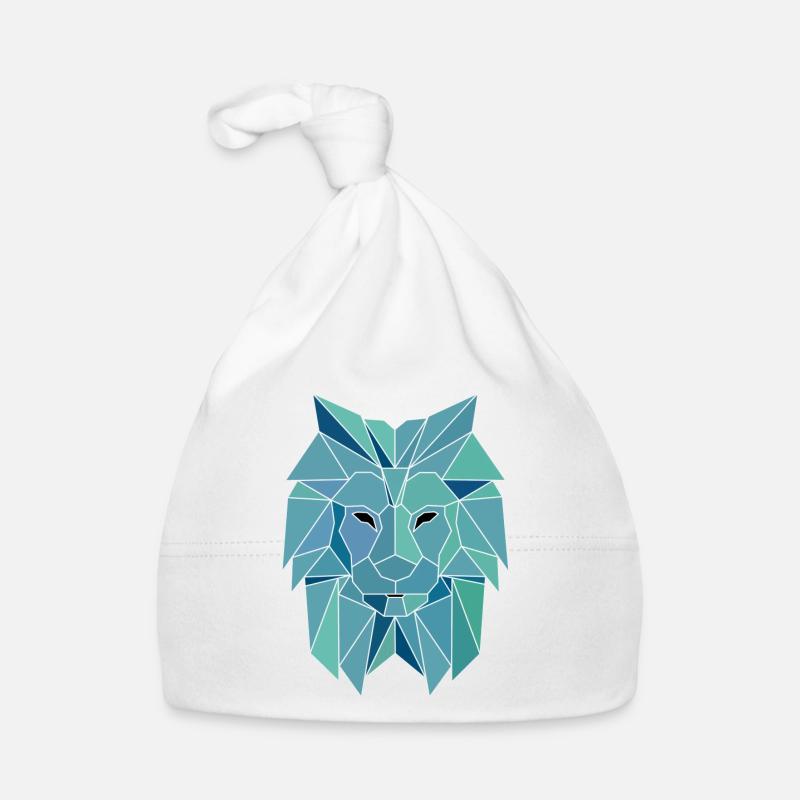 Polygone Lion - Bonnet bio Bébé - blanc