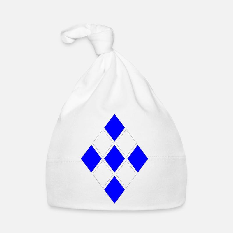 Diamond Pattern Blue White - Organic Baby Cap - white