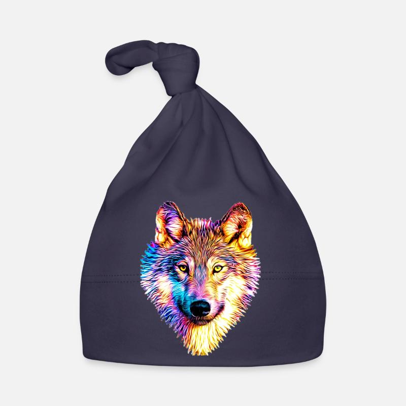 Wolf in Regenbogenflammen Baby Bio-Mütze