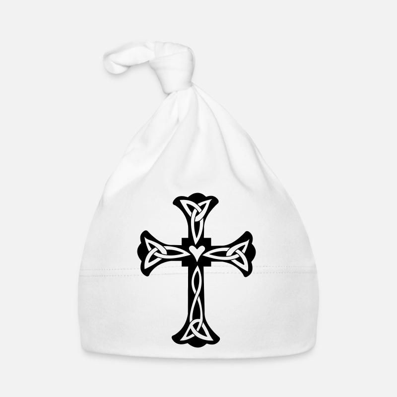 Croix celtique avec cœur Bonnet bio Bébé