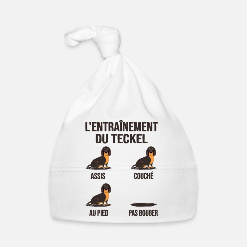 Teckel Éducation Chien Entraînement Chien Teckel - Bonnet bio Bébé - blanc