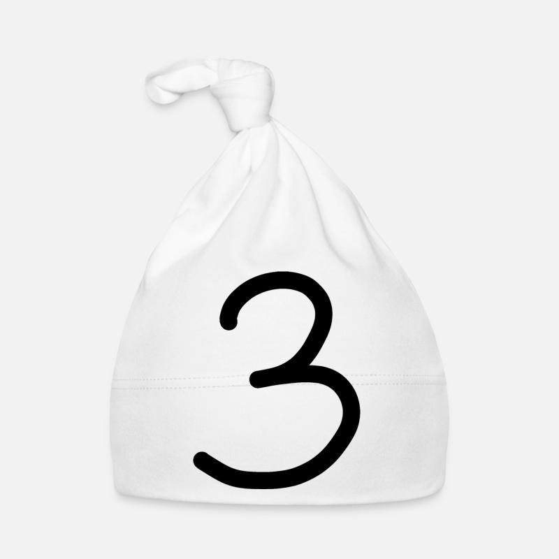 3 Number three number black birthday Organic Baby Cap