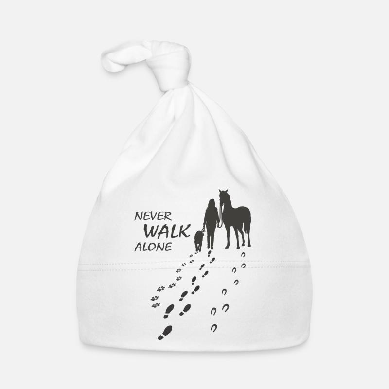 Hund Pferd Reiterin - Never walk alone, Backprint Baby Bio-Mütze